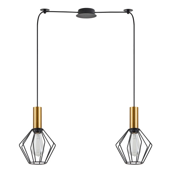 SE21-GM-4-BL2-GR1 ADEPT TUBE Gold Matt Pendant Black Metal Grid+