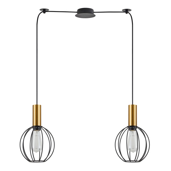 SE21-GM-4-BL2-GR1 ADEPT TUBE Gold Matt Pendant Black Metal Grid+