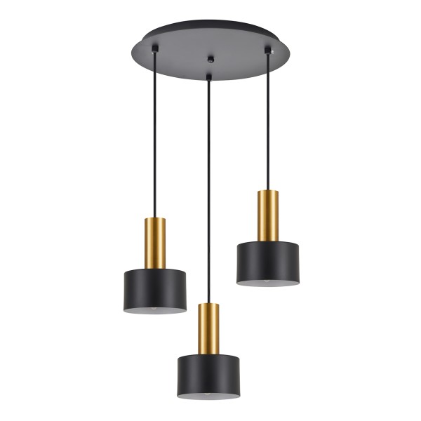 SE21-GM-4-3BL-MS1 ADEPT TUBE Gold Matt Pendant Black Metal Shade+