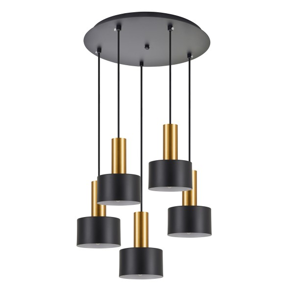 SE21-GM-4-5BL-MS1 ADEPT TUBE Gold Matt Pendant Black Metal Shade+