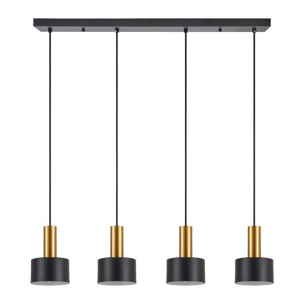 SE21-GM-4-4BL-MS1 ADEPT TUBE Gold Matt Pendant Black Metal Shade+