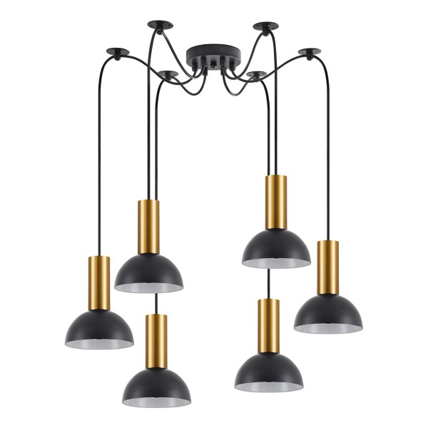 SE21-GM-4-BL6-MS3 ADEPT TUBE Gold Matt Pendant Black Metal Shade+