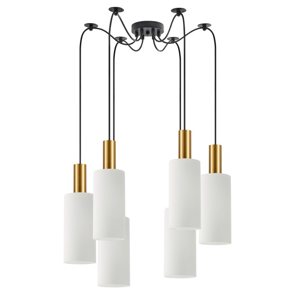 SE21-GM-4-BL6-GL3 ADEPT TUBE Gold Matt Pendant White Glass+