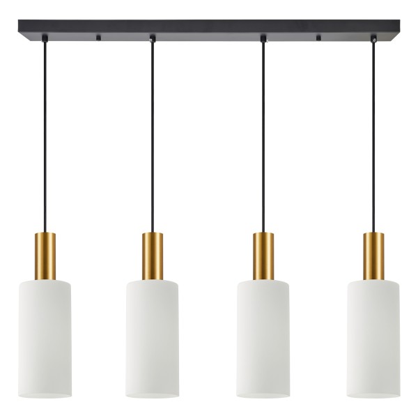 SE21-GM-4-4BL-GL3 ADEPT TUBE Gold Matt Pendant White Glass+