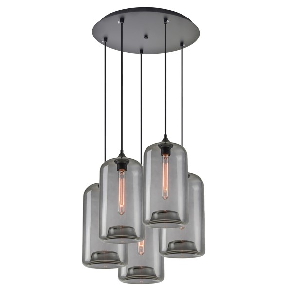 SE21-SM-19-30-5BL+ FEINT Smoked Glass Pendant+