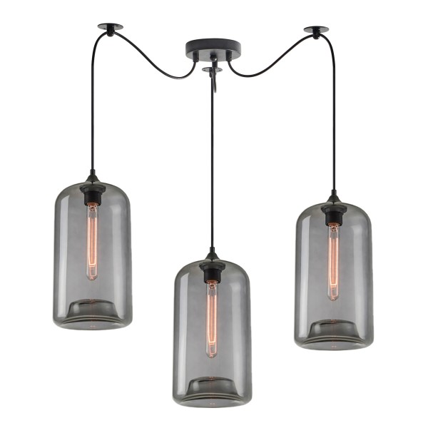 SE21-SM-19-30-BL3+ FEINT Smoked Glass Pendant+