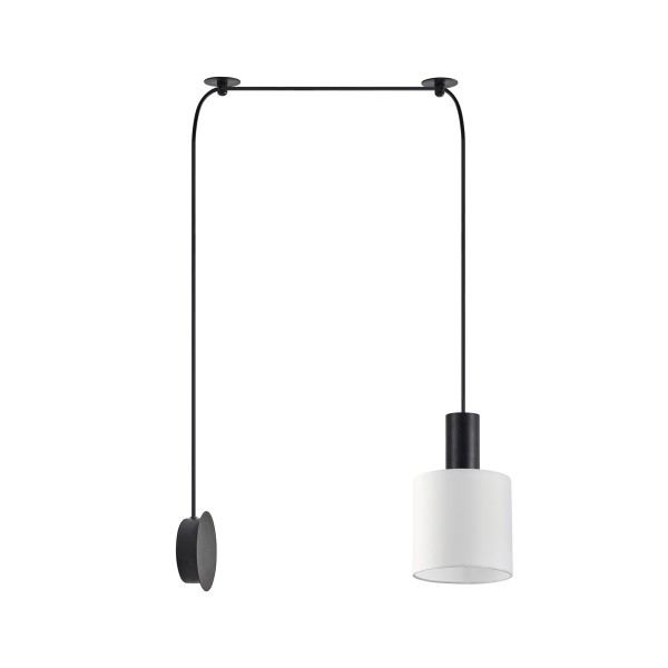 SE21-BL-4-NM1W-SH1 ADEPT TUBE Black Matt Wall Lamp White Fabric Shade+