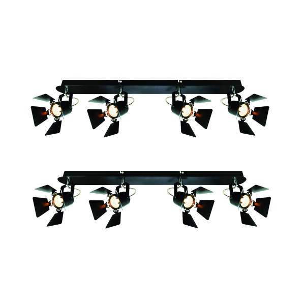 GU12015A-4B (x2) Mystik Packet Metal black ceiling lamp with rotating heads+