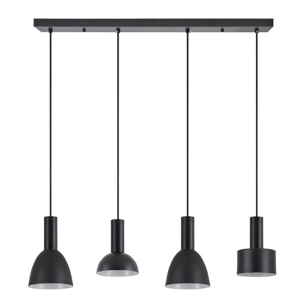 SE21-BL-4-4BL-MS123 ADEPT FLEX Black Pendant Black Metal Shade+