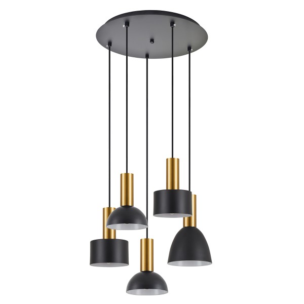 SE21-GM-4-5BL-MS123 ADEPT FLEX Gold Matt Pendant Black Metal Shade+