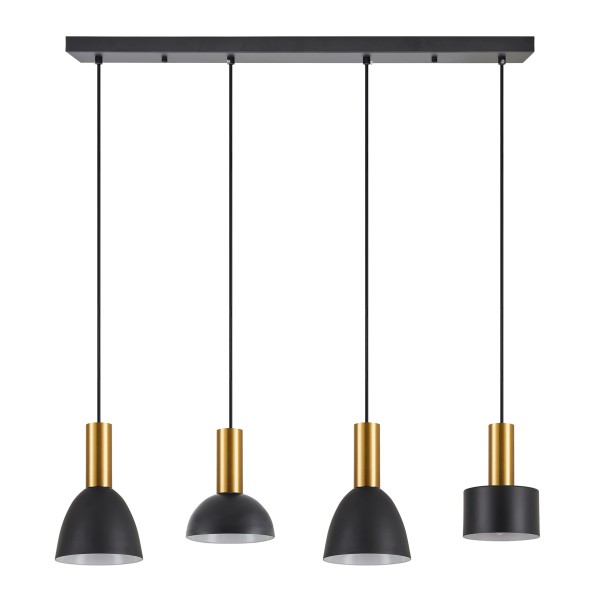 SE21-GM-4-4BL-MS123 ADEPT FLEX Gold Matt Pendant Black Metal Shade+