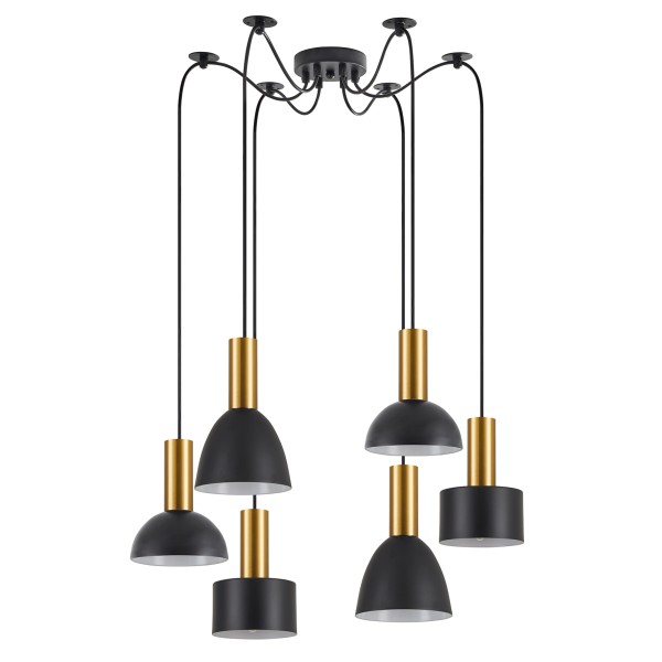 SE21-GM-4-BL6-MS12 ADEPT FLEX Gold Matt Pendant Black Metal Shade+