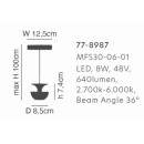 MFS30-06-01 MAGNETIC FLEX  Smart 48V Pendant Module 8W 640Lm Dim 2700K- 6000K Lightings Surface