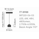 MFS30-06-03 MAGNETIC FLEX  Smart 48V Pendant Module 6W 480Lm Dim 2700K-6000K  Lightings Surface