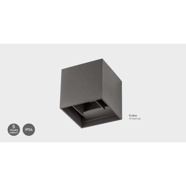 SE-WLL-3K-DG CUBO LED WALL LAMP 5W*2 3000K DARK GREY