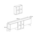 Σύνθεση τηλεόρασης Beta Megapap χρώμα sapphire oak - λευκό 160x25x34εκ.