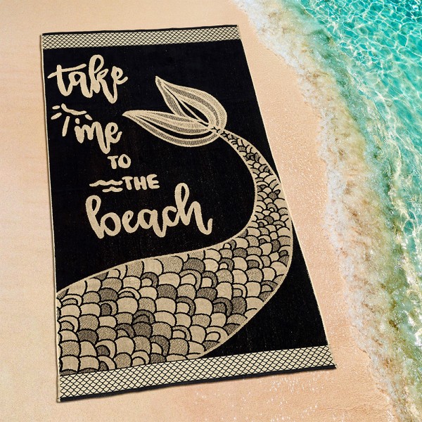 LINO ΠΕΤΣΕΤΑ ΘΑΛΑΣΣΗΣ BEACH TIME BLACK-WHITE 86X160