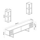 Σύνθεση τηλεόρασης Goldline Megapap χρώμα λευκό - χρυσό 180x30x48εκ.