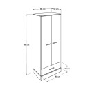 Ντουλάπα ρούχων Base Megapap δίφυλλη σε χρώμα λευκό - sonoma 80x52x198εκ.