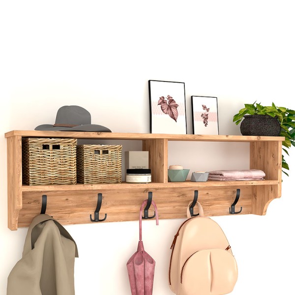 Κρεμάστρα τοίχου Soto Megapap από μελαμίνη χρώμα pine oak 120x22x37εκ.