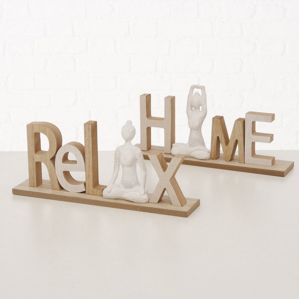 ΕΠΙΓΡΑΦΗ 2/ass HOME/RELAX Yoga Woman W6 H14cm  MDF ΦΥΣΙΚΟ, ΛΕΥΚΟ Polyresin