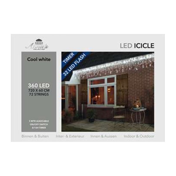 ΦΩΤΑΚΙΑ ΚΟΥΡΤΙΝΑ ICICLE 360 LED COOL WHITE FLASH-TRANSPARENT CABLE (7,2X0,6M) [72 STRINGS]