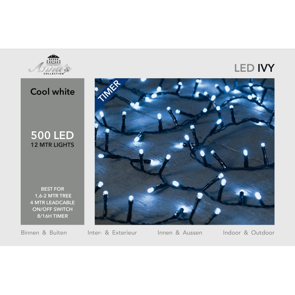 ΦΩΤΑΚΙΑ IVY 500LED/12M ΛΕΥΚΟ 500L/12M - 5MM CONCAVE LED - 4MTR LEAD CABLE BLACK - 31V/IP44 ΜΕΤΑΣΧΗΜ 3.6VA ΜΕ ΛΕΙΤΟΥΡΓΙΑ