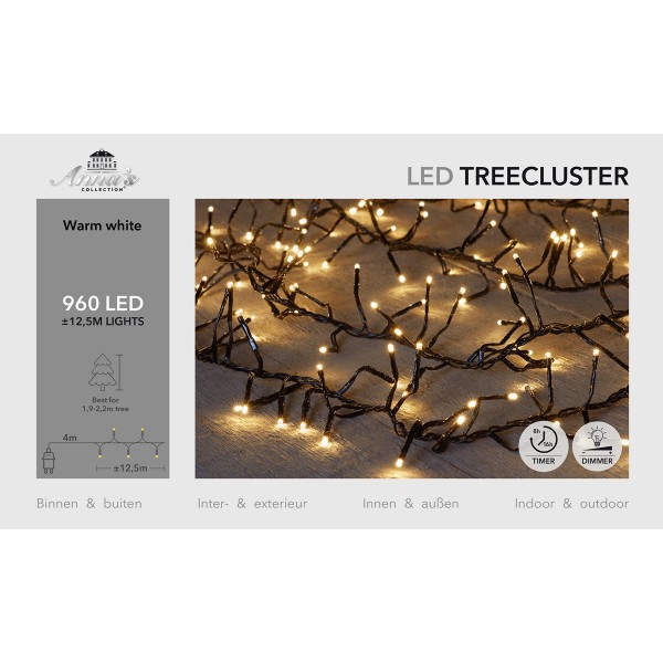 ΦΩΤΑΚΙΑ 960LED TREECLUSTER TIMER 12,5M/ ΘΕΡΜΟ ΛΕΥΚΟ - 4MTR LEADCABLE - 36V/IP44 ΜΕΤΑΣΧΗΜ 7.2VA ΜΕ ΛΕΙΤΟΥΡΓΙΑ ON//OFF  8/