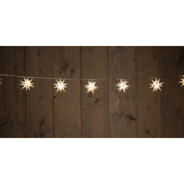 ΦΩΤΑΚΙΑ ΑΣΤΕΡΙ 10PCS 3D 6,5CM / 10LED ΘΕΡΜΟ ΛΕΥΚΟ 1,5M / 5M ΔΙΑΦΑΝΕΣ ΚΑΛΩΔΙΟ / 3,4V IP44 ΜΕΤΑΣΧΗΜ 2W WITH ON/ 8/16H TIME