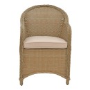 Πολυθρόνα κήπου Hadrian pakoworld rattan καφέ- textilene μπεζ 70x57x85εκ