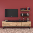 Σύνθετο σαλονιού Kasia pakoworld oak-μαύρο μαρμάρου 180x35x48,5εκ