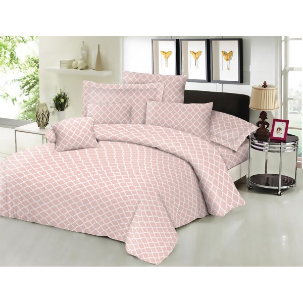 Σεντόνι Μεμονωμένο Εμπριμέ Polycotton Διπλό 200x240εκ. Montana Peach Komvos Home 7002188-56