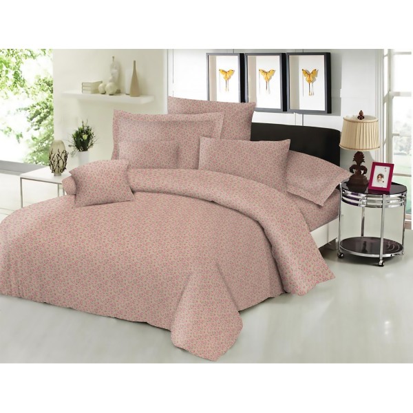 Σεντόνι Μεμονωμένο Εμπριμέ Polycotton Διπλό 200x240εκ. Little Rose Beige Komvos Home 7002188-58