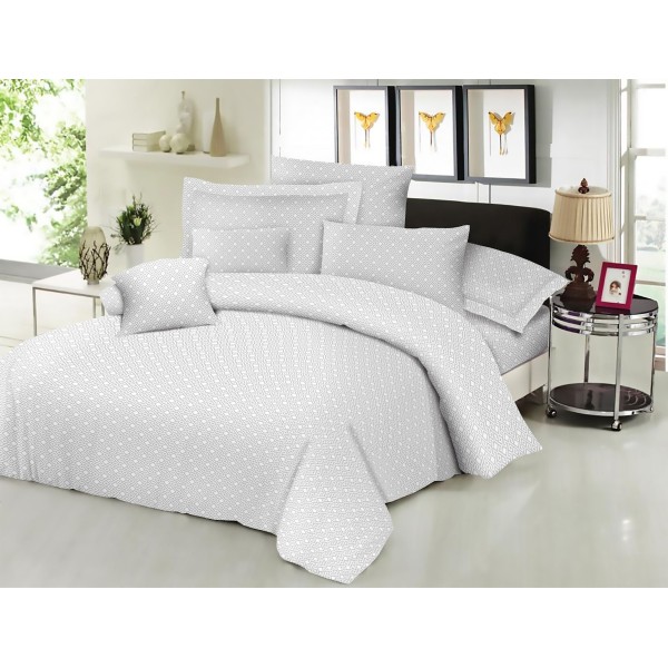 Σεντόνι Μεμονωμένο Εμπριμέ Polycotton Διπλό 200x240εκ. Maze Grey Komvos Home 7002188-59