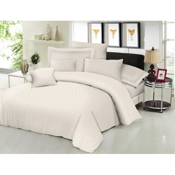 Σεντόνι Μεμονωμένο Εμπριμέ Polycotton Διπλό 200x240εκ. Maze Beige Komvos Home 7002188-60