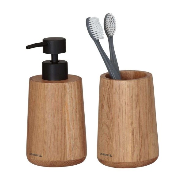 Earth oak set δοχείο κρεμοσάπουνου 150 ml & ποτήρι οδοντόβουρτσας Sealskin