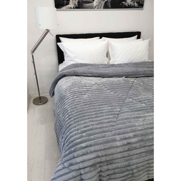 Κουβερτοπάπλωμα Flannel-Sherpa Υπέρδιπλο 220x240εκ. Comfort Wide Cut Light Grey Le Blanc 7001051-17