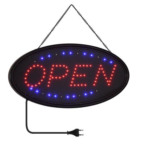 GloboStar® 75683 Φωτιστικό Ταμπέλα LED Σήμανσης OPEN με Πρίζα AC 230V Μ47.5xΠ24.5xΥ2.5cm