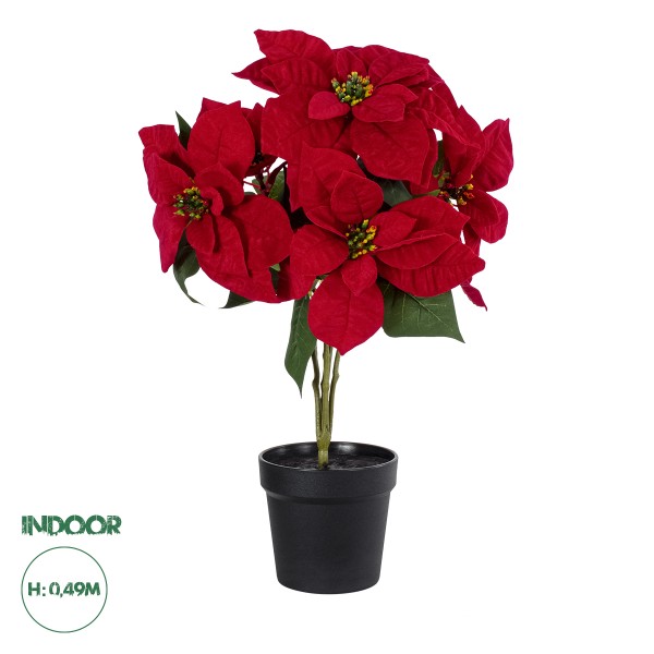 GloboStar® Artificial Garden CHRISTMASS FLOWER EUPHORBIA 20365 Τεχνητό Διακοσμητικό Χριστουγεννιάτικο Λουλούδι Αλεξανδρινό Υ49cm