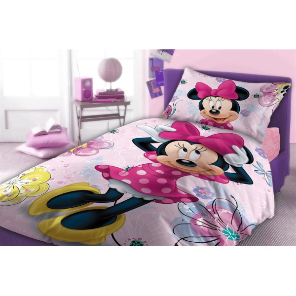 Παπλωματοθήκη Σετ 2 τεμ Βαμβακερή Μονή Disney Home Minnie 850 160X240 Pink DimCol