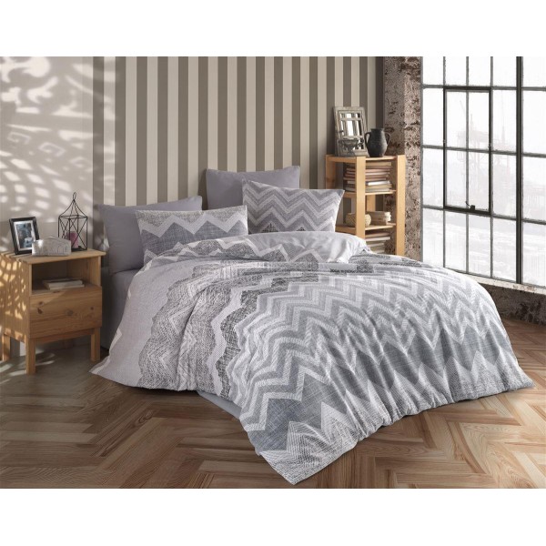 Πάπλωμα Polycotton Εμπριμέ Μονό Αθηνά 405 160X240 Grey DimCol