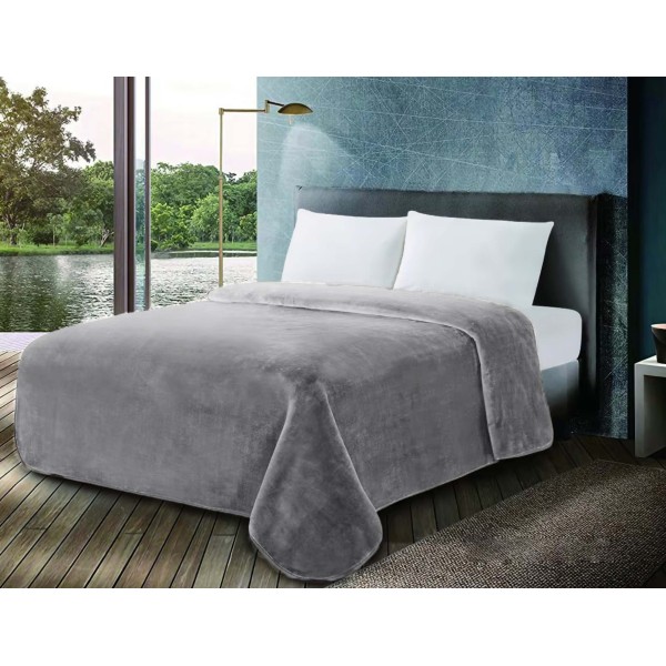 Κουβέρτα Βελουτέ Μονή 160x220εκ. Frost Grey Komvos Home 7012378-1