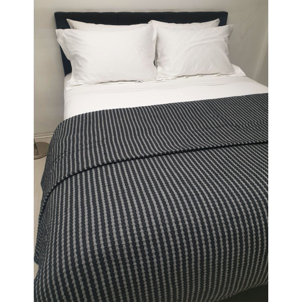 Κουβέρτα Υφαντή Polycotton Μονή 170x250εκ. Black-Light Grey Komvos Home 7012095-3