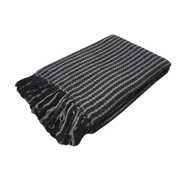 Ριχτάρι Υφαντό Polycotton Διθέσιος 180x250εκ. Black-Light Grey Komvos Home 7012064-3