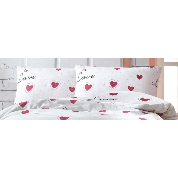 Μαξιλαροθήκη Φάκελος Polycotton 50x70εκ. Έρως 301 White-Red DimCol