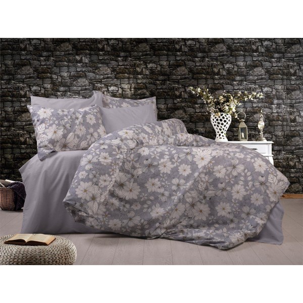 Παπλωματοθήκη Polycotton Υπέρδιπλη 220x240εκ. Ήρα 426 Grey DimCol