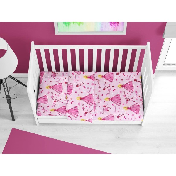 Κατωσέντονο Με Λάστιχο Polycotton Κούνιας 70x140+15εκ. Princess 392 Pink DimCol