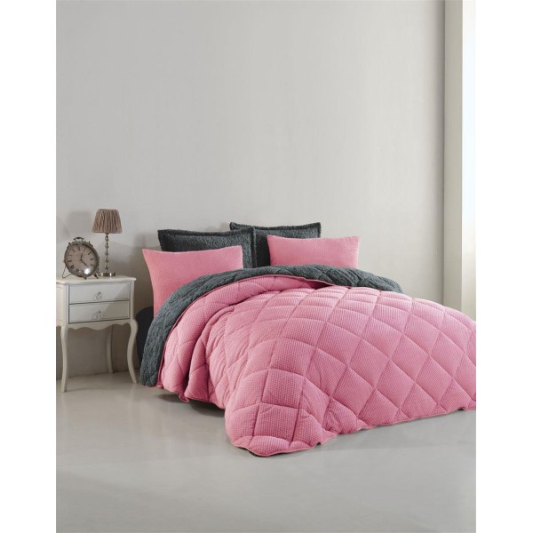 Κουβερτοπάπλωμα Fur-Sherpa Υπέρδιπλο 220x240εκ. Pink DimCol