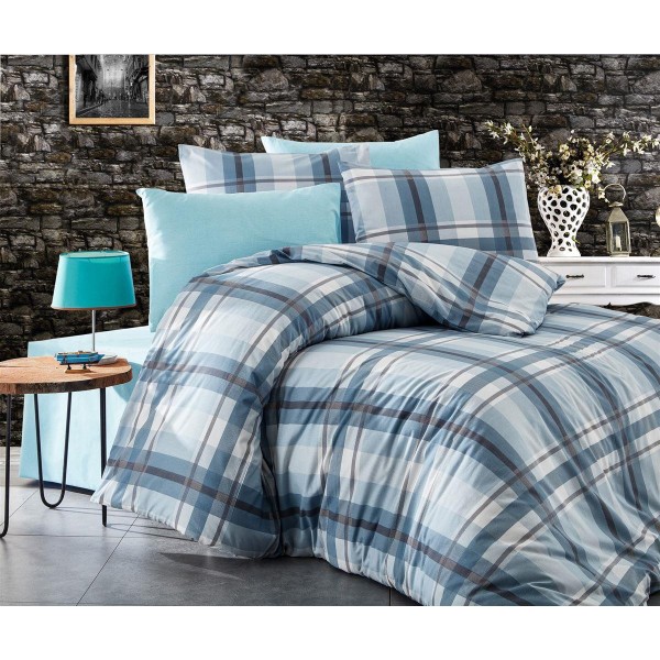 Σετ Σεντόνια 4τμχ Polycotton King 240x270εκ. Εκάβη 421 Sky Blue DimCol