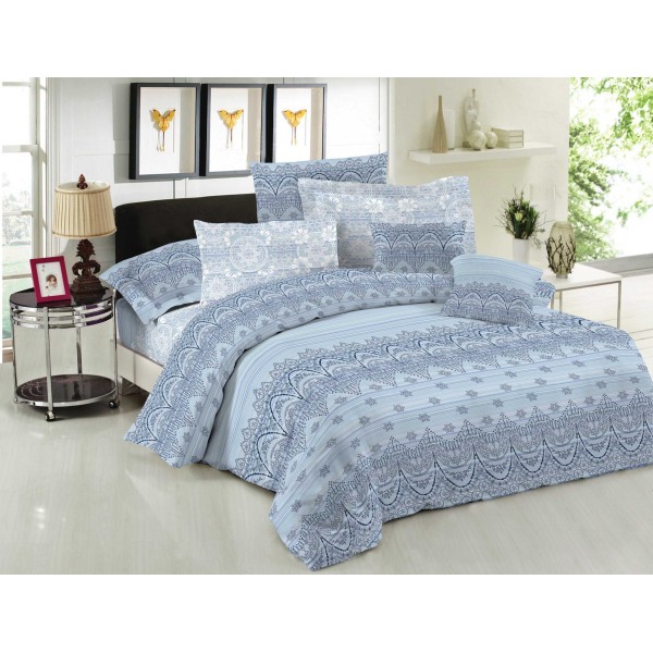 Ζεύγος Μαξιλαροθήκες Polycotton Εμπριμέ 50x70εκ. Dante Blue Komvos Home 7000139-68